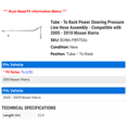 thumbnail image 2 of Tube - To Rack Power Steering Pressure Line Hose Assembly - Compatible with 2005 - 2010 Nissan Xterra 2006 2007 2008 2009, 2 of 2