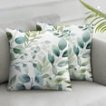 thumbnail image 3 of Green leaf pillowcase, eucalyptus flower watercolor pillowcase, gray bubble leaf printed modern pillow cover decoration gift bed sofa living room  , various sizes, set of 2, 3 of 7