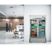 18 Cu. Ft. Double Door Commercial Refrigerator Beverage Cooler in Gray