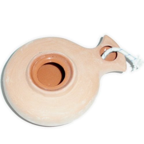 Holy Land Market Herodian Ancient Biblical Oil Lamp Replica (Clay / Red