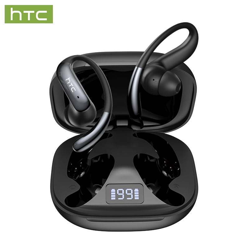 HTC NE63 Wireless Bluetooth 6.0 Open In Ear Earbuds, AI Translator, Noise-Cancelling Headphones, 130+ Languages, 30H,Black