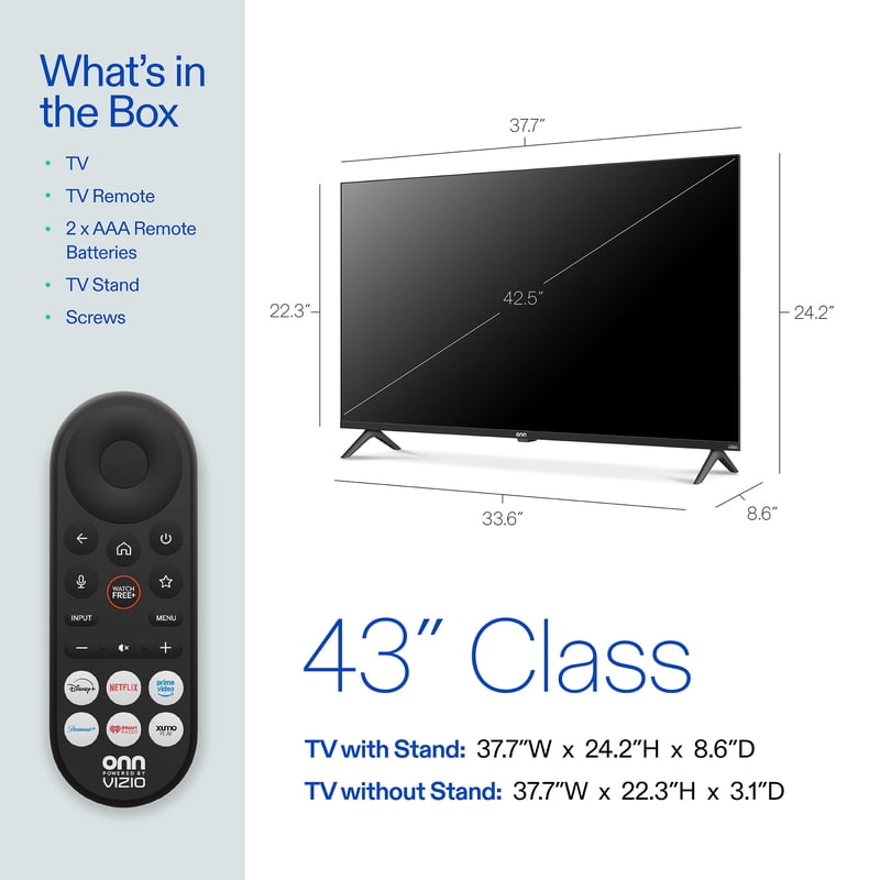 onn 43" Class 4K UHD Powered by VIZIO Smart Television, 43S4V1 gallery view