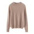 thumbnail image 6 of Women's Mock Turtleneck Sweater, Long Sleeve Embossed Design Pullover, Chunky Knit Winter Top, Solid Color Casual Jumper, Batwing Sleeve Sweater, Everyday Winter Wear Khaki XXL, 6 of 10