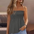 thumbnail image 2 of GXIPO Women's Plus Size Tube Tops Strapless Blouse Pleated Sleeveless Stretchy Sleeveless Flare Hem Tube Dark Gray XL, 2 of 5