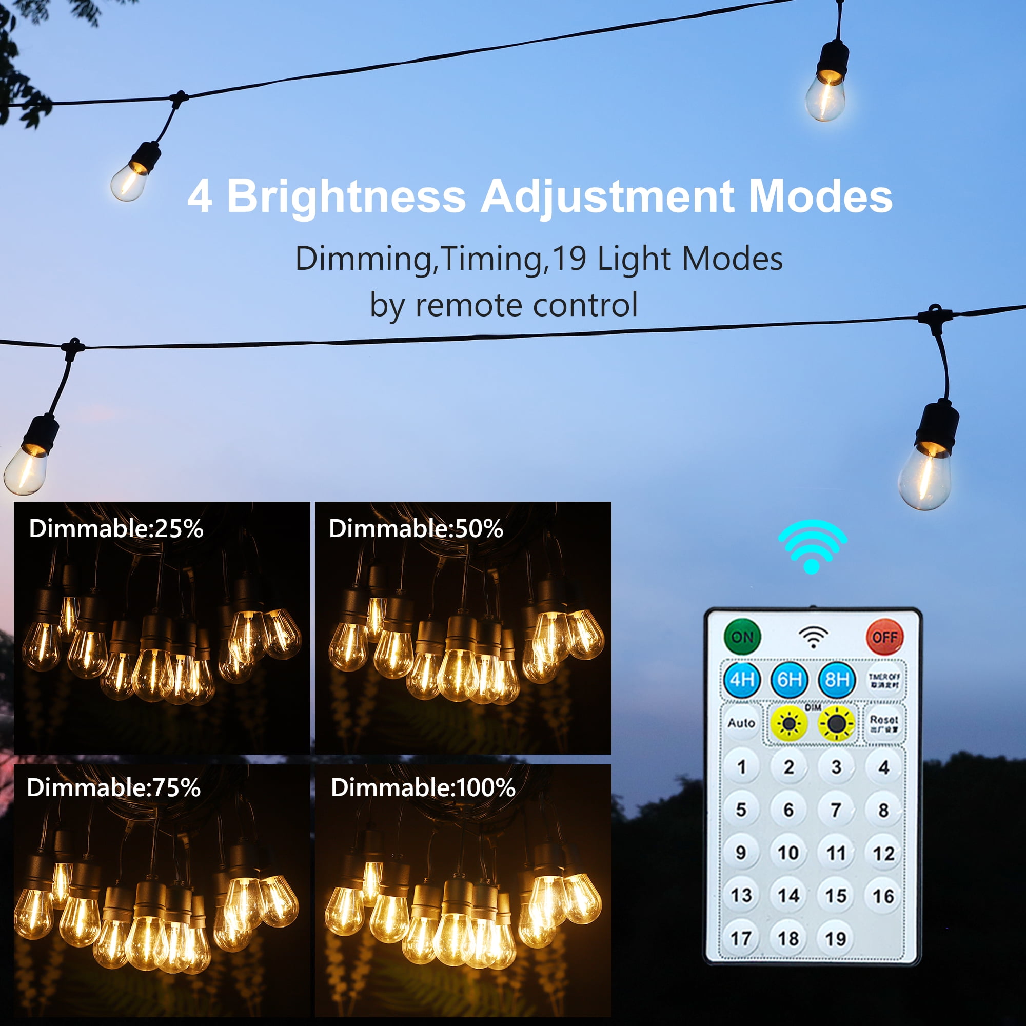 72FT Solar Powered LED Ourdoor String Lights 3 Color Changing Waterproof for Garden Patio Backyard Bistro Patry(20+2 LED Bulbs)