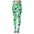 thumbnail image 3 of Mepaouo St. Patrick's Day Leggings High Waist Green Clover Leaves Tights Workout Yoga Pants Sizes S-2X, 3 of 5