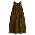 thumbnail image 7 of Women's Boho Style Sleeveless Maxi Dress U Neck Loose Shift Dress Beach Vacation Flowy Long Dress Lightweight Summer Sundress Brown, 7 of 7