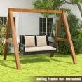 thumbnail image 5 of Costway Patio Wicker Porch Swing 2-Person Hanging Loveseat Bench Chair with Cushions Beige, 5 of 10
