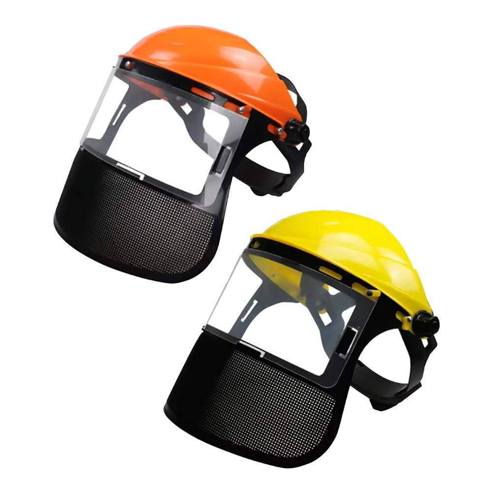 Adjustable Safety Helmet with Full Face Mesh Visor for Brush Cutter, Forestry, Gardening Protection