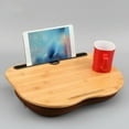 thumbnail image 1 of All-in-One Desk Solution, Portable Solid Bamboo Multifunctional Lap Desk, Reading Desk with Curved Design for Arm Comfort and Cup Holder, 1 of 7