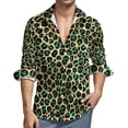 thumbnail image 2 of Teal And Gold Leopard Casual Shirt Man Spots Print Shirt Autumn Street Style Blouses Long Sleeve Print Oversize Clothing, 2 of 6