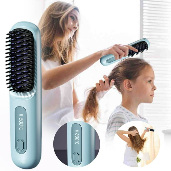 Xihbxyly Cepillo de Pelo Portátil, Peine Alisador de Calentamiento Rápido, Herramienta de Peinado con Temperatura Ajustable, Diseño 3 En 1 para Cabello Seco y Húmedo, Ideal para Viajes, Perfecto para