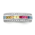 thumbnail image 4 of Prizma Sterling Silver Rhodium-plated Channel-Set Colorful and White CZ Ring, 4 of 6