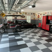 FlooringInc Nitro Flex Protective Garage Flooring Tiles, 20.5x20.5, 8 Tiles, 23.36 Sqft, Coin Pattern, Light Gray