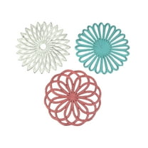 Zeckos Cast Iron Floral Bloom Kitchen Décor Trivets Set of 3