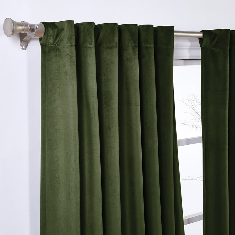 SUN+BLK Olive 100% Blackout Velvet Curtains, 52x84, Set of 2 photo 5