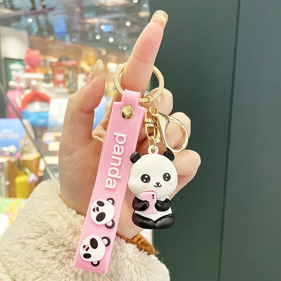 Keychains 1 | 1PC Cartoon Panda Holding Phone Keychain Pendant Car Accessory for Men Women