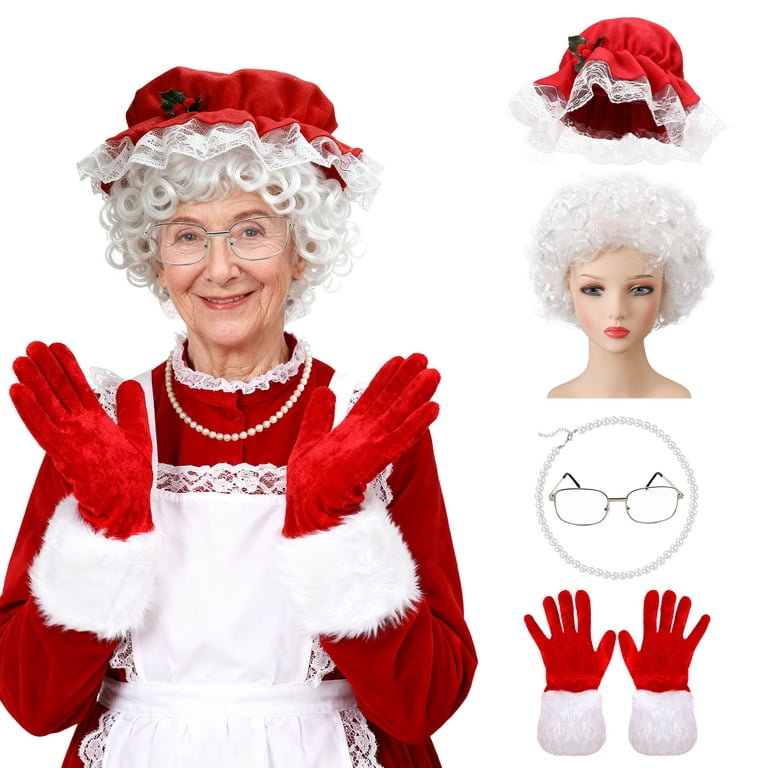 christmas dress accessories Holiday Decoration Set Hat Wig Glasses Gloves Necklace Costume Festive Party Up Set Christmas Celebration Supplies Holiday Fancy dress