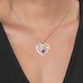 thumbnail image 3 of Gem Stone King Two Tone White Moissanite Swiss Blue Topaz Purple Amethyst `I love you to the moon and back` Engraved Pendant Necklace for Women (1.39 cttw, Heart Shape 5MM, 18 inch Chain), 3 of 3