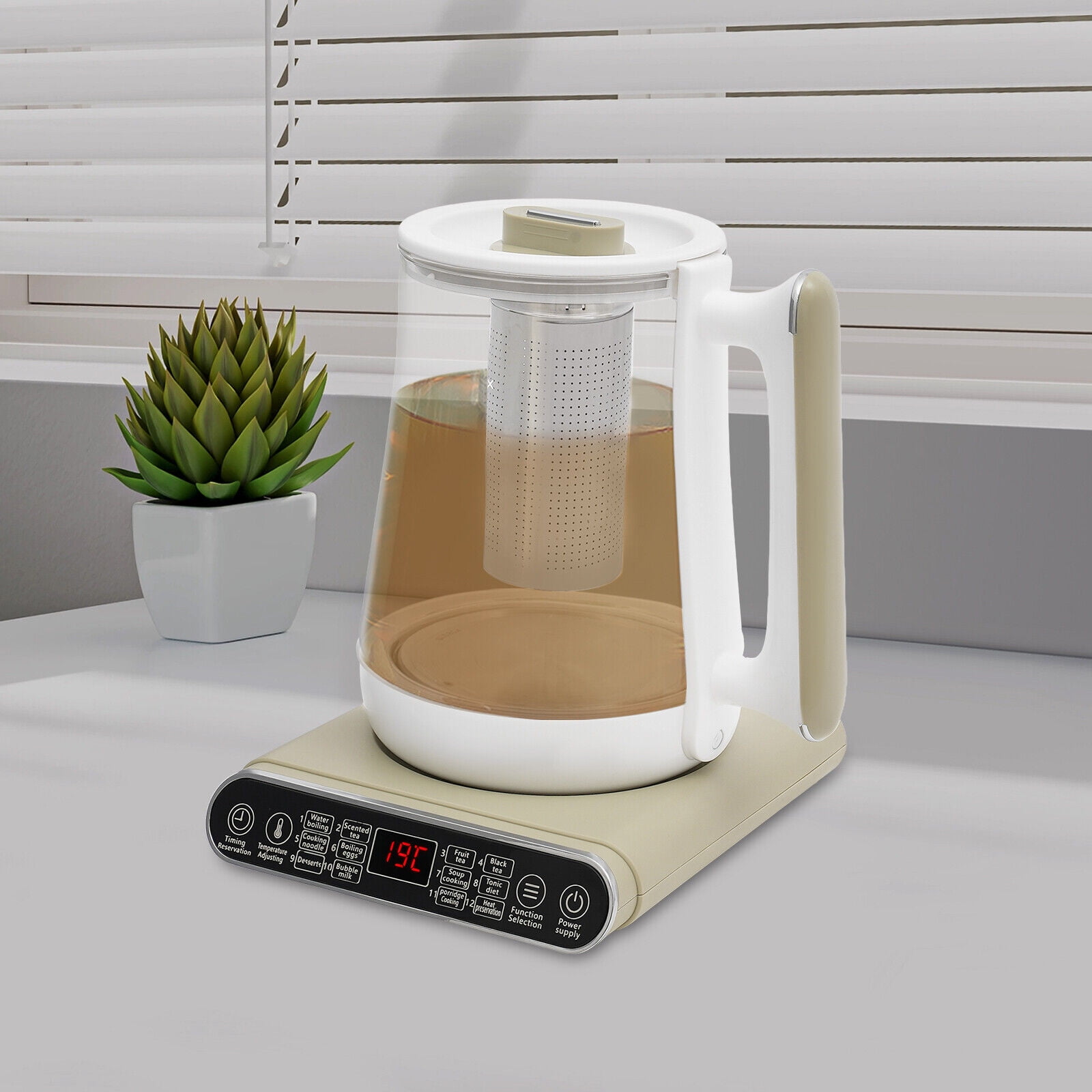 1.8L Electric Kettle - 800W Fast Boiling, Touch Control, Clear Glass with LED Light, Auto Shut-Off