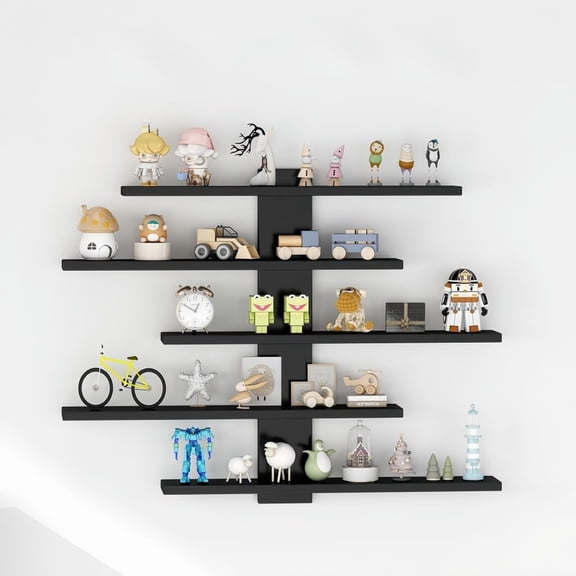 5-Tier Floating Shelves for Wall,Small Display Shelf (White)