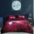 thumbnail image 2 of PiccoCasa 3 Piece Galaxy Queen Bedding Quilt Duvet Cover Set Red, 2 of 7
