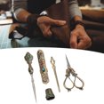 thumbnail image 1 of Embroidery Scissors Kit, Bronze Alloy Retro Shape Vintage Sewing Kit With Punch For Needlework, 1 of 8