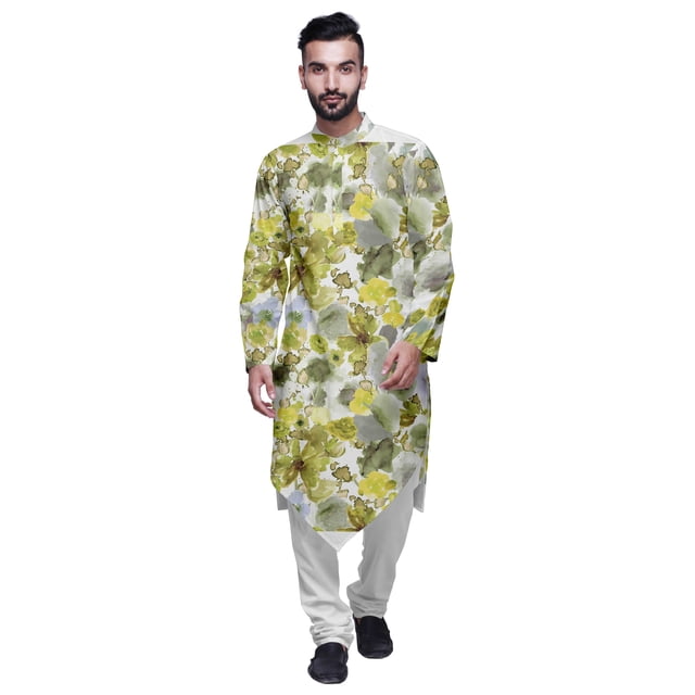 Atasi Kurta à Manches Longues de Designer pour Garçons, Kurta Décontractée Imprimée en Coton Flex