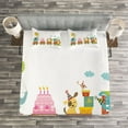 thumbnail image 3 of Ambesonne Birthday Party Quilted Bedspread Set 3 Pcs, Birthday Cake Animal, King Size, Multicolor, 3 of 3