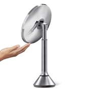 simplehuman 8 Round Sensor Makeup Mirror with Touch-Control Dual Light Settings, 5x Magnification, Rechargeable and Cordless, Brushed Stainless Steel