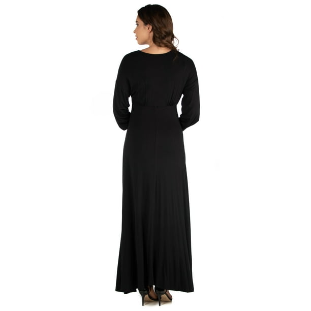 chinese dress ladies Alejandra Black Maternity Long Sleeve High Neck Maxi Dress – Club L London main image 0