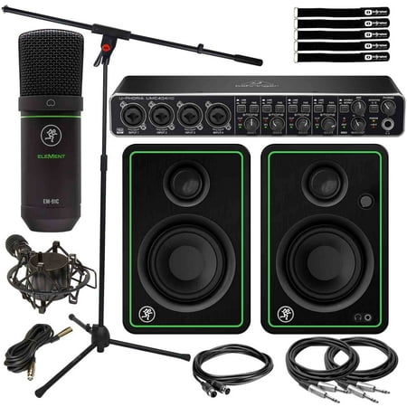 Behringer UMC404HD Audiophile USB Audio/MIDI Interface with Mackie 3" Creative Reference Monitors & Microphone Package