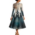 thumbnail image 5 of Halloween Dresses for Women, Long Sleeve V-Neck Halloween Midi Dress Graphic Printed A-Line Fancy Dress Witch Costume Outfit for Party Carnival, 5 of 6