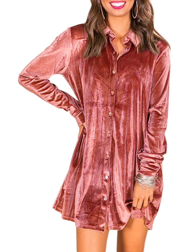 Womens Button Down Tunic Shirts Long 