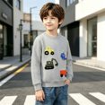 thumbnail image 5 of Spazoro Toddler Boys 100% Cotton Sweatshirts, Crew Neck Long Sleeve Shirt Cute Cartoon Print Fall Causual Pullover Tops for Sports Mint Green Size 4-5 T, 5 of 9