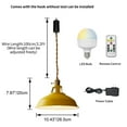 thumbnail image 3 of FSLiving Industrial Yellow Metal Pendant Light with Rechargeable Battery Operated LED Bulb Adjustable Wire Length Hanging Light RGB Mode Dimmable Timing Lighting Fixtures for Kitchen Factory - 1 Light, 3 of 5