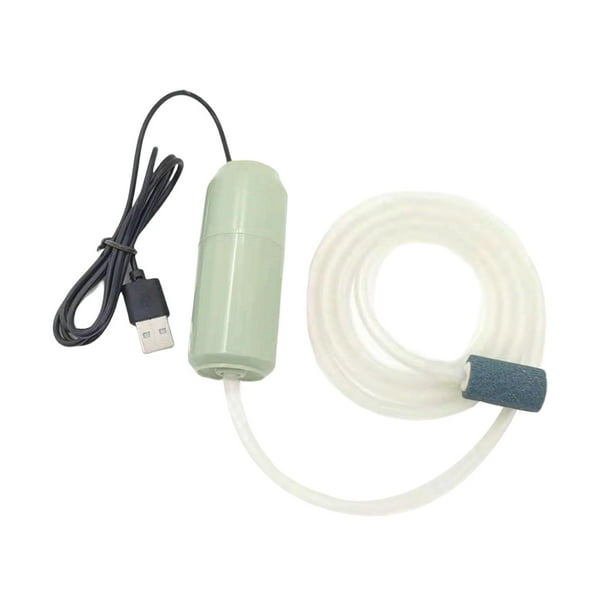 Mini bomba de aire USB para acuario, bomba portátil para pecera, bomba de aire de ahorro silencioso para pecera con tubo de silicona de piedra de Sunnimix Bomba de aire