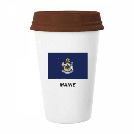 

American State Flag Contour Maine Mug Coffee Drinking Glass Pottery Cerac Cup Lid