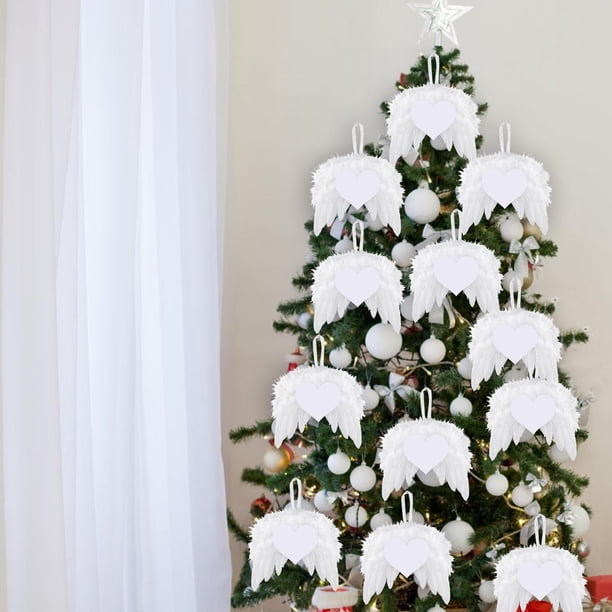 12 alas de plumas de Ángel de estilo Vintage, colgante de decoración para de Navidad, adorno artesanal, colgante para regalo de vacaciones, corazón Colco Ángel