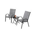 thumbnail image 3 of 3 Piece Patio Bistro Sets,Outdoor Camping Chairs with Steel Frame,Patio Furniture Set with Table for Lawn,Garden,Balcony,Gray, 3 of 8