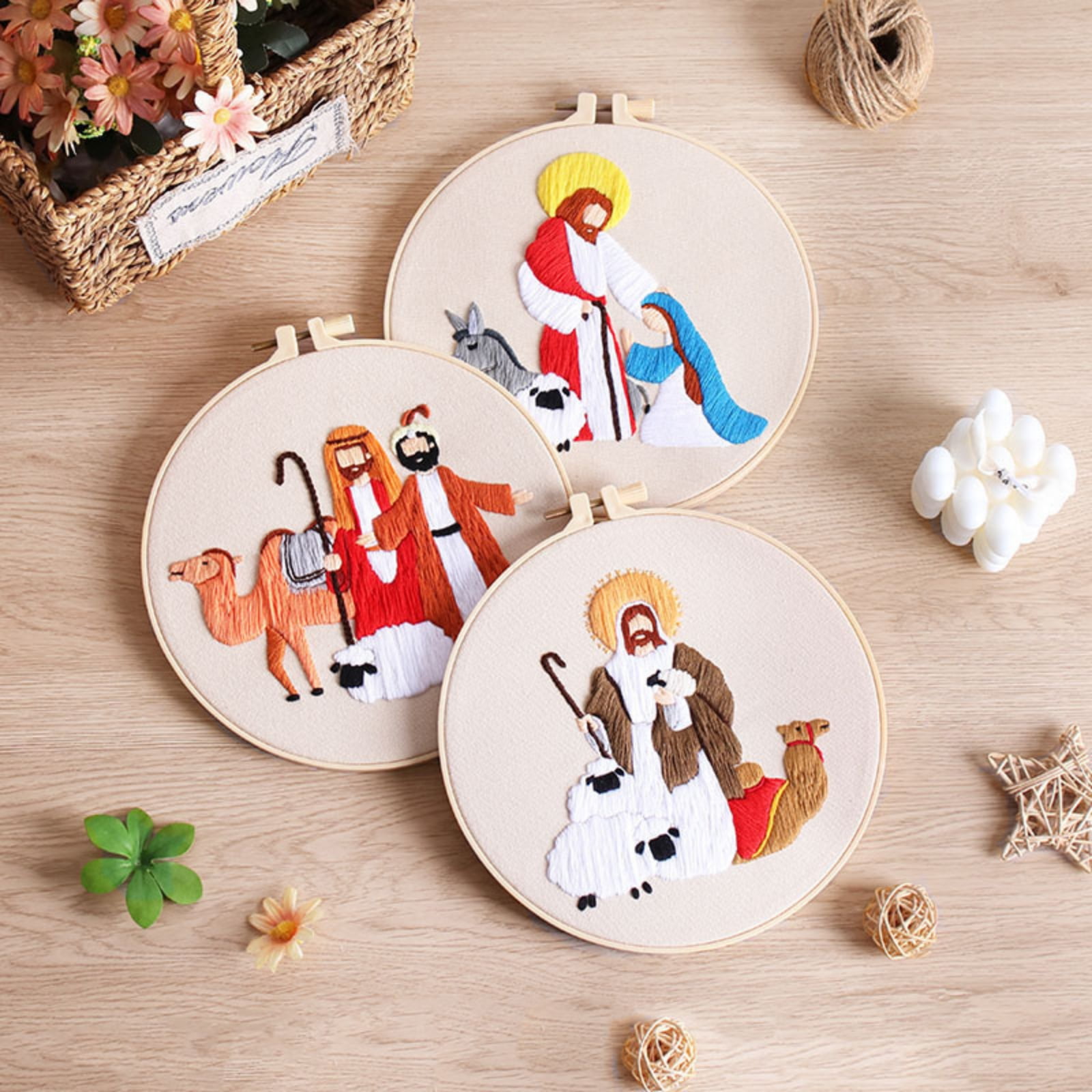 4Pack Nativity Embroidery Kit Christian Embroidery Kit Christmas Cross Stitch Kit Christmas Embroidery Starter Kit Nativity Beginner Set Needlepoint Kit Set Nativity Embroidery Kit
