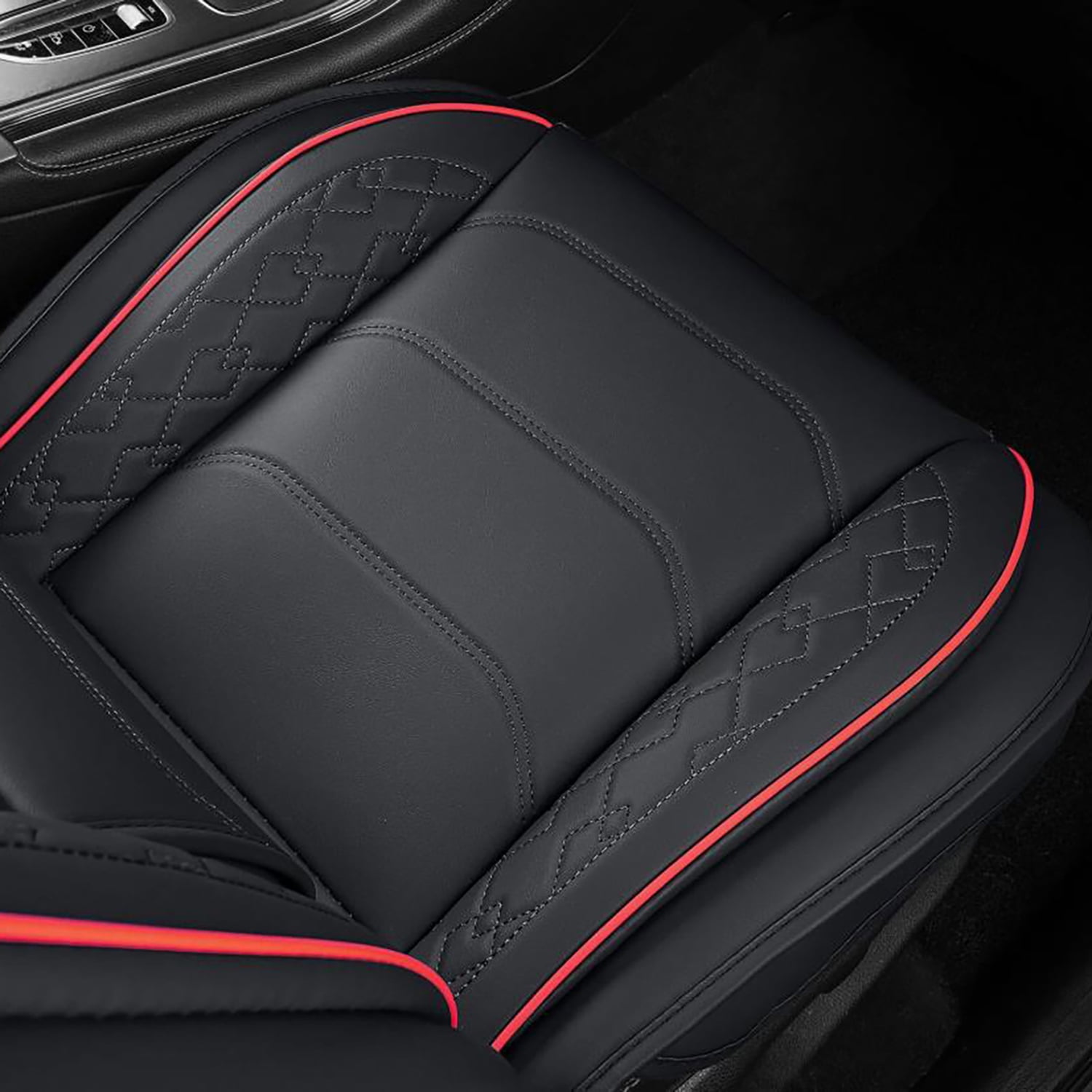 Car Seat Covers Full Set for Toyota Tacoma 2016-2023 2 Rows 5-Seat Set Faux Leather Seat Covers Waterproof Car Seat Protector (5-Seat Set, Black&Redline)
