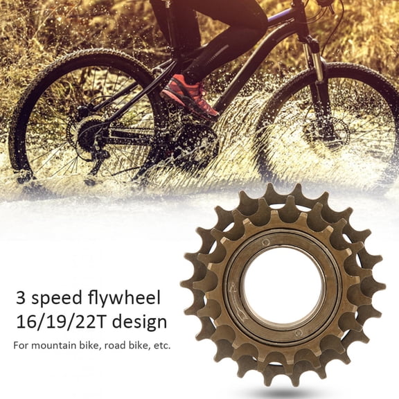 Higoodz 3 Speed Flywheel, Freewheel,16/19/22T Metal 3 Speed Flywheel Freewheel Accessory for Mountain Road