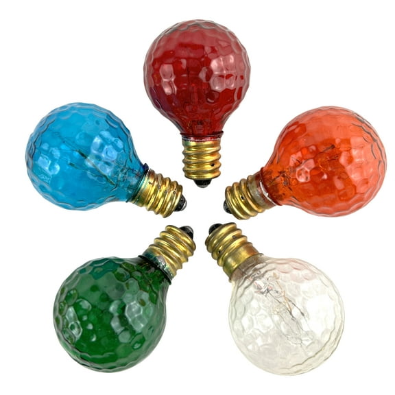 National Artcraft® Holiday Light Bulbs with a Golf Ball Style Design - ASSORTED COLORS (Pkg/10)