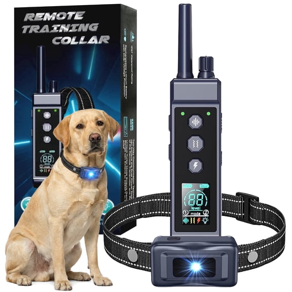 Dog Training Collar with Remote, up to 4265 ft Range, Beep (1-8), Vibration (1-16) & Safe Shock (1-99) Modes, Waterproof Collar with Flashing Light