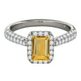 thumbnail image 2 of Engagement Rings for Women 3.46 Carat Diamond and Emerald Shaped Citrine Ring pave 10K White Gold, 2 of 5