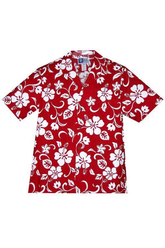 Mens Classic Hibiscus Shirt RED XL
