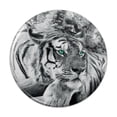thumbnail image 1 of Black and White Tiger with Blue Green Eyes Pinback Button Pin, 1 of 5