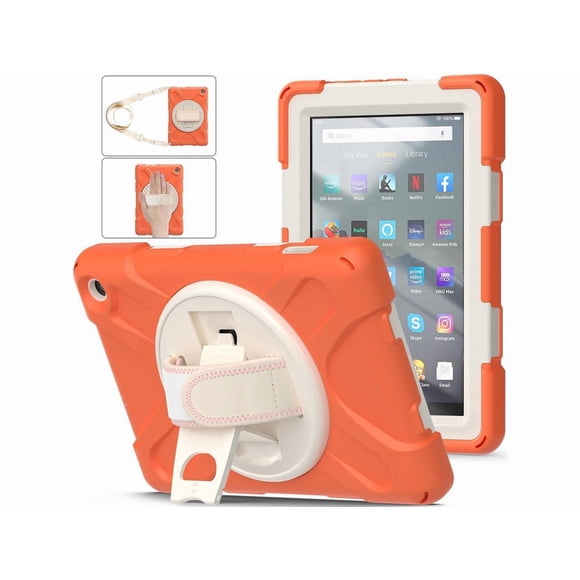 Case for Amazon All-New Kindle Fire 7 Tablet (12th Generation, 2022 Release) Case Heavy Duty Shockproof Protective Case for All-New Kindle Fire 7 inch with Stand, Handle Hand Strap & Shoulder Strap