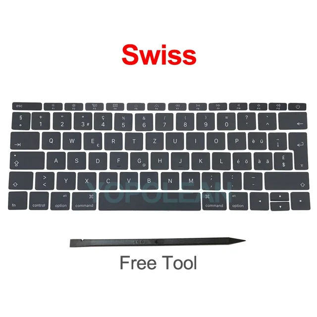 New Keycaps US UK Spain French Russian For Macbook Pro Retina 13" A1708 Keyboard Keys Replacement key cap 2016 2017 Swiss